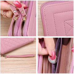 Pink Colour Geometric Embossed Large Capacity Coin Purse, Zipper